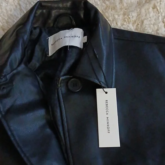 Rebecca Minkoff Sb Vegan Leather Coat W/belt - Picture 4 of 9